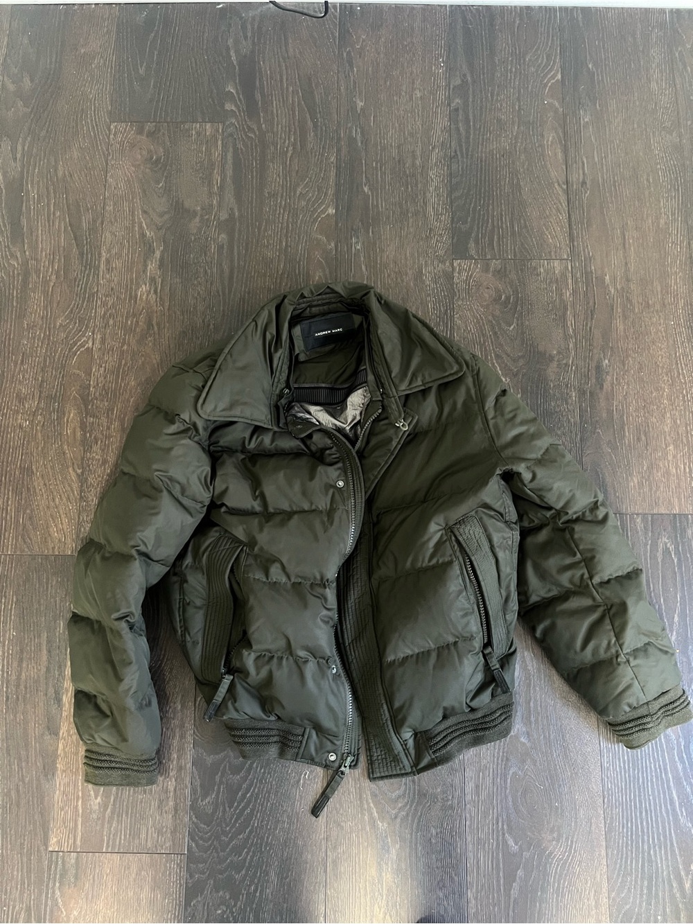 Andrew Marc Men's Olive Green Puffer Jacket